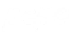White cursive text spelling pepe on a transparent background