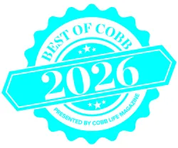 Bright blue Best of Cobb 2026 seal presented by Cobb Life Magazine award badge graphic
