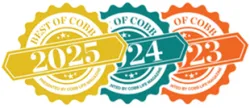 Three colorful badges labeled Best of Cobb for years 2023, 2024, and 2025 overlapping each other.