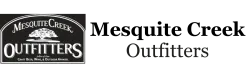 Mesquite Creek Outfitters logo featuring a mesquite tree and text for craft beer, wine, and outdoor apparel