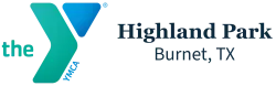 YMCA logo with The Y symbol and text Highland Park Burnet, TX in blue and teal colors