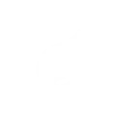 White stylized water droplet icon with a subtle curved cutout on a black background