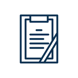 Outline icon of a clipboard with a pencil indicating note-taking or document editing.