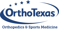 OrthoTexas logo featuring stars, emphasizing orthopedics and sports medicine services.