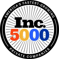 Inc. 5000 logo representing America’s fastest-growing private companies with colorful numbers and radiating lines