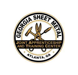Logo of Georgia Sheet Metal Joint Apprenticeship and Training Center with tools and location Atlanta, GA.