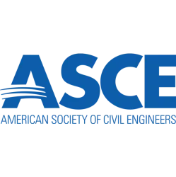 Logo of the American Society of Civil Engineers with blue letters ASCE and name below.