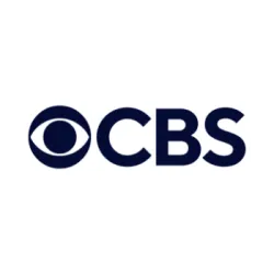 CBS logo featuring a stylized eye symbol and bold letters on a white background