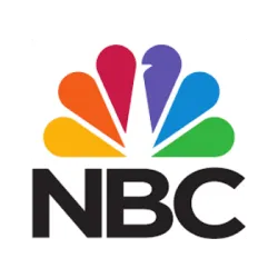 NBC logo with colorful peacock and black bold letters on white background