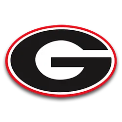 University of Georgia logo featuring a black G inside an oval with red and white borders