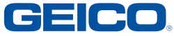 Blue GEICO logo with bold uppercase letters on a transparent background