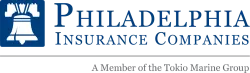 Philadelphia Insurance Companies logo with Liberty Bell icon and company name in blue text