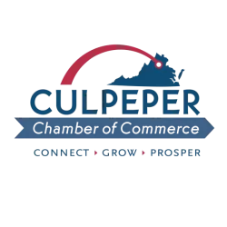 Culpeper Chamber of Commerce logo featuring Virginia map and connection symbols.