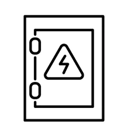 a black rectangular object with a white symbol on it