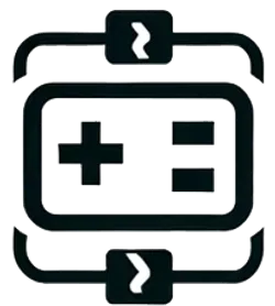 a blue square with white letters and numbers on it