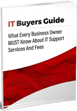 3D booklet cover titled IT Buyers Guide about IT support services and fees for business owners