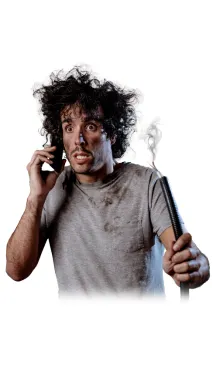 a man with curly hair