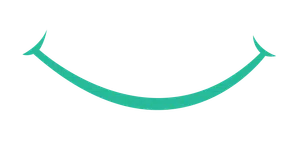 Simple teal curved smile shape resembling a minimalistic happy face symbol on a transparent background