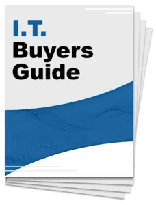 I.T. Buyers Guide cover with blue and white design and bold black and blue text