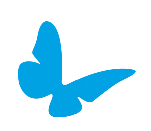 a blue logo with a black background