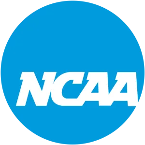 NCAA logo white bold letters on blue circular background
