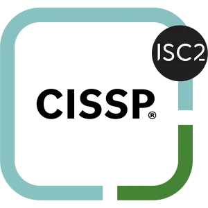 ISC2 logo with stylized rounded corners in green and blue against a white background