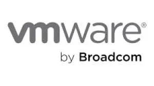 Logo of VMware by Broadcom in black and gray text on white background.