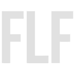 Black bold letters F L F on a transparent background representing a simple acronym design.