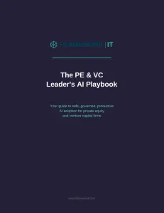 Cover page of The PE & VC Leader's AI Playbook by Framework IT, guide for AI adoption in private equity and venture capital.
