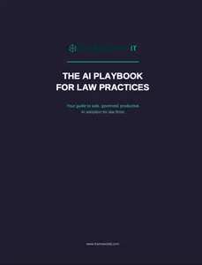 Cover of Framework IT's AI playbook for law practices on safe and productive AI adoption in law firms.
