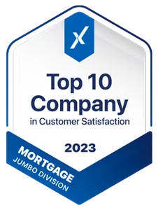 Top 10 Company in Customer Satisfaction 2023 Mortgage Jumbo Division award badge
