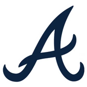 Atlanta Braves stylized navy blue 'A' logo with white outline and trademark symbol on transparent background