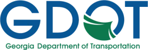 Georgia Department of Transportation logo with blue GDOT letters and green peach graphic