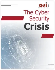 Cybersecurity crisis concept with digital lock and network connections on a blue and white background.