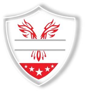 Shield logo with a red phoenix, white stars, and the word PATRIOT in bold white letters