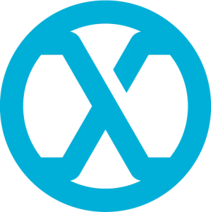 a blue and black logo