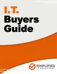 Cover of I.T. Buyers Guide by Simplified IT Solutions featuring bold text and an orange design.