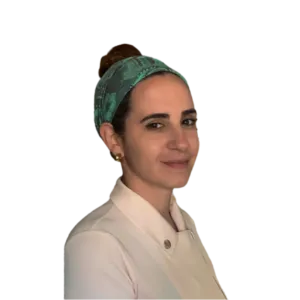 a woman with a green headband