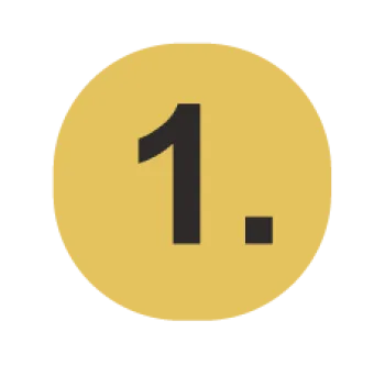 A bold yellow circle features the number one in dark gray, symbolizing first place or top ranking.