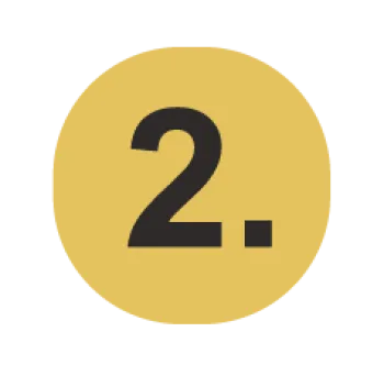 Bold black number 2 on a yellow circular background, ideal for design and educational materials.