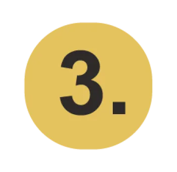 Yellow circle with bold black number three inside, modern graphic design element.