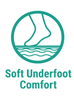 Icon of a foot stepping softly on a cushioned surface symbolizing soft underfoot comfort.