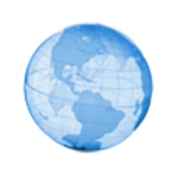 Blue globe showing Americas with latitude and longitude lines on a transparent background