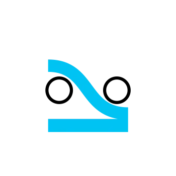 Minimalist blue curved line graphic over a horizontal blue bar on a black background
