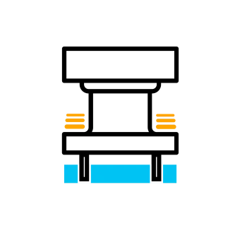 Minimalist robot face with blue mouth and orange eyes on a black background