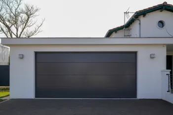 a garage door with a garage