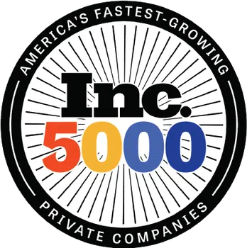 Inc. 5000 logo highlighting America’s fastest-growing private companies with colorful numbers and black text