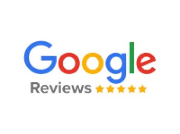 Google Reviews logo featuring colorful text and five gold stars indicating top ratings.