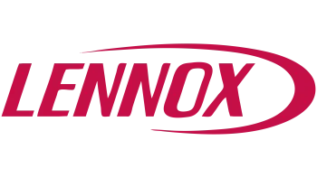 Lennox logo in bold red letters with a sweeping red arc above and below the text on transparent background