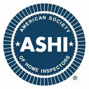 Blue circular logo of American Society of Home Inspectors with ASHI acronym in white letters.